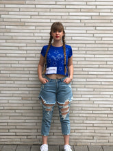 Load image into Gallery viewer, The StellarBlue Space Cat Cropped T-Shirt