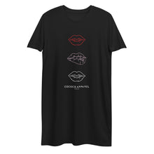 Load image into Gallery viewer, The CocoCB Premium Black T-Shirt Dress (kisses)