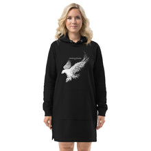 Load image into Gallery viewer, Women's Black Hoodie Dress (white eagle)