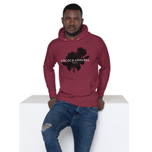 Load image into Gallery viewer, Men's Burgundy Hoodie (black roses)