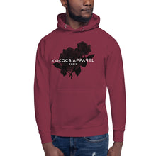 Load image into Gallery viewer, Men's Burgundy Hoodie (black roses)