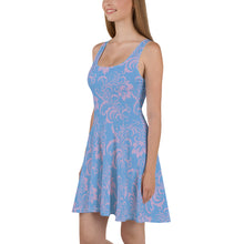 Load image into Gallery viewer, Women's Sky Blue Skater Dress (floral)