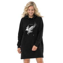 Load image into Gallery viewer, Women's Black Hoodie Dress (white eagle)