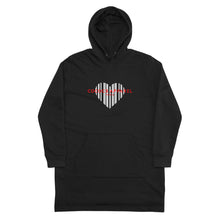 Load image into Gallery viewer, Women's Black Hoodie Dress (heart)