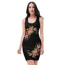 Load image into Gallery viewer, Women's Black Short Cut Dress (flowers)